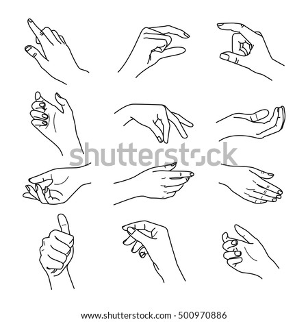 Hand Collection Vector Line Illustration Stock Vector 500970886