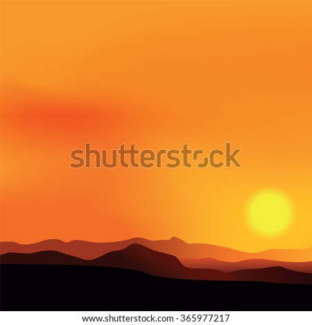 Vector background of the African landscape sunset