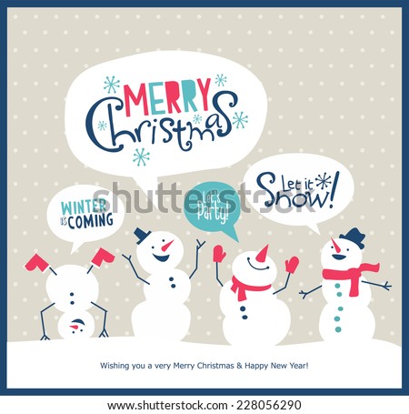 Christmas card with snowman
