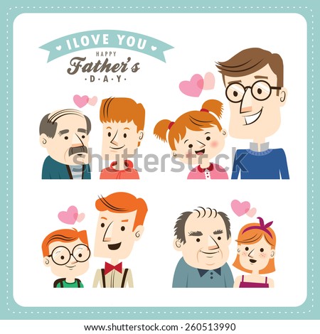 Happy Father's Day. People character design.