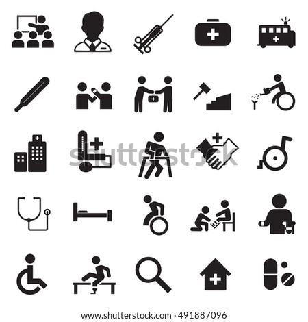 Medical Community Based Rehabilitation Icon Set Stock Vector 491887096 ...