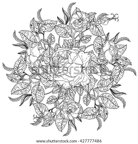 Download Roses Leaves Shape Mandala Old Masters Stock Vector ...