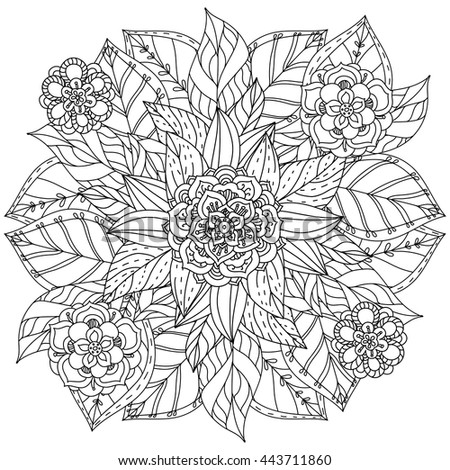 Black White Circle Floral Ornament Round Stock Vector 364668344 ...