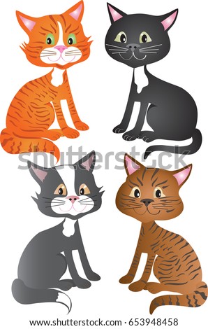 Cat Characters Cartoon Vector Illustration Stock Vector 203671363 ...