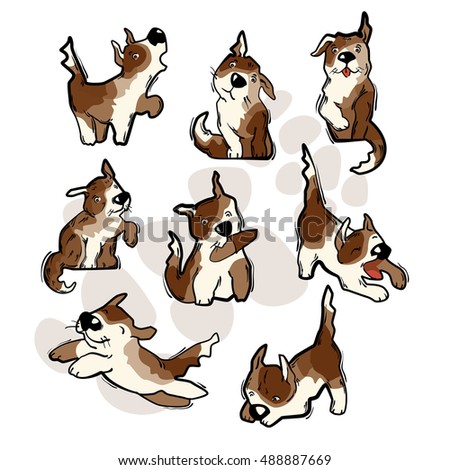 Cartoon Character Funny Dog Brown Spotted Stock Vector 488887669 ...