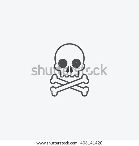 stock vector simple skull and crossbones icon outline with grunge texture 406141420
