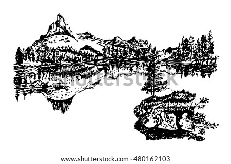 Picture Landscape Island Forest On Beautiful Stock Vector 480162103 ...