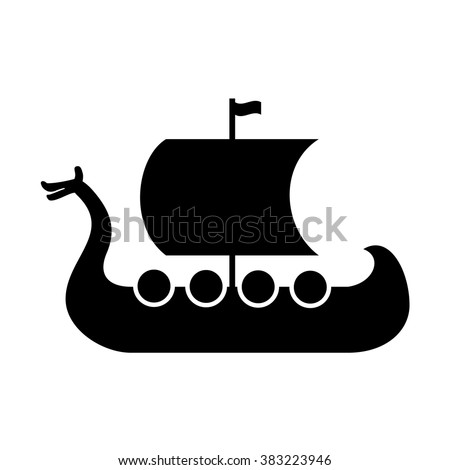 Viking Ship Flat Icon Stock Vector 383223946 - Shutterstock