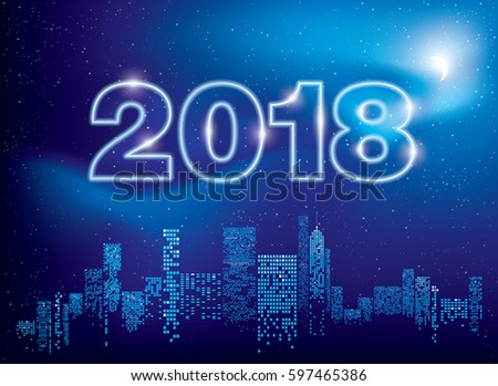 Happy New Year 2018 Greeting Card Stock Vector 597465386 