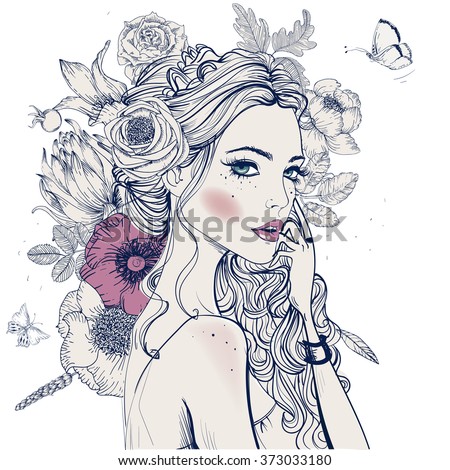 https://thumb1.shutterstock.com/display_pic_with_logo/2917591/373033180/stock-vector-portrait-of-young-beautiful-woman-with-flowers-373033180.jpg