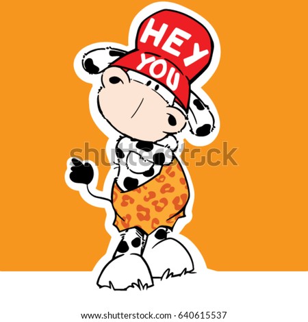 cute cartoon cow funny vector illustration/character design/fashion graphic/T-shirt graphics