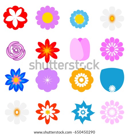 Set 35 Retro Flower Design Elements Stock Vector 25489357 - Shutterstock