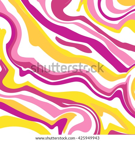Vector ink marble style texture. Hand drawn marbling effect. Background illustration in bright colors. Yellow, orange, pink. Aqua print. Great for greeting and wedding cards, template, banner