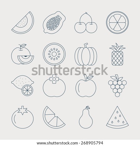 Fruits Icons Vector Illustration Stock Vector 444020848 - Shutterstock