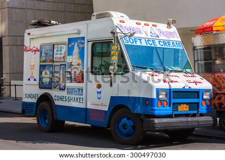 White Blue Ice Cream Truck On Stock Photo 300497030 - Shutterstock