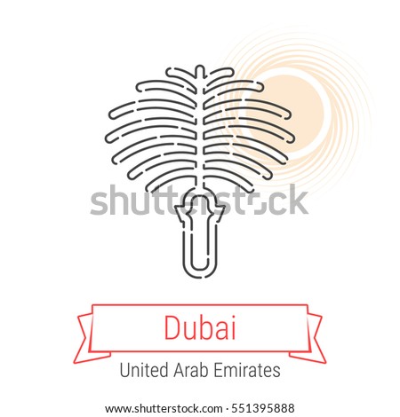 Palm Dubai Line Icon Flat Icon Stock Vector 445241578 - Shutterstock