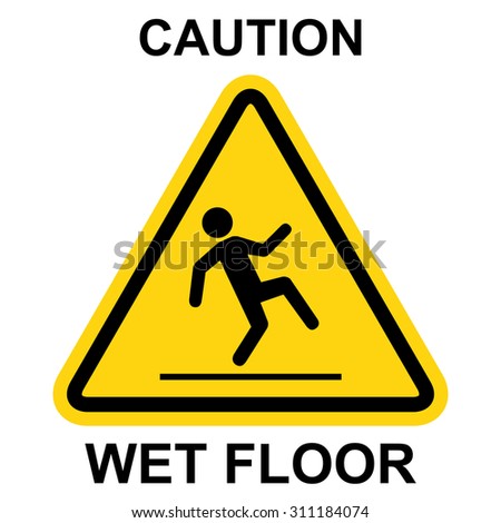 Wet floor warning sign - stock vector