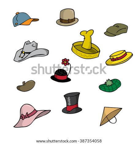 Vector Clip Art Illustrations Hats Caps Stock Vector 118986298 ...