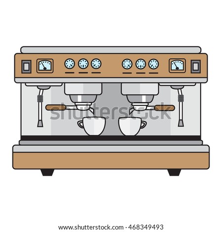 Professional Coffee Machine Metallic Colors In A Flat Style Professional Coffee Machine Metallic Colors In A Flat Style