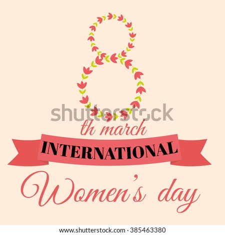 Elegant greeting card design for International Women's Day celebration.Happy International Women's Day on March 8th design background. Womens day with fresh flowers