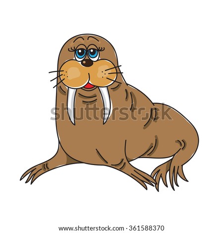 Cartoon Vector Illustration Walrus Stock Vector 87520822 - Shutterstock