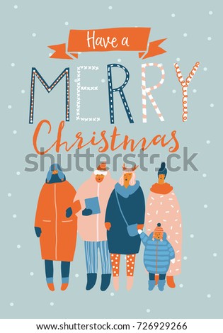 christmas greeting card family choir singing stock vector singing cards