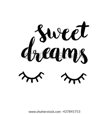 Poster Inscription Sweet Dreams Hand Drawn Lettering Stock ...