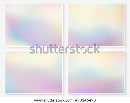 Holographic background. Vibrant neon pastel texture. Hologram glitch for web design. Hipster style backdrop set. Trendy vector background for fashion or printed products.