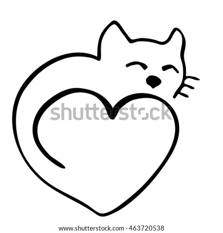 Stylized Line Art Drawing Cat Running Stock Vector 163599917 - Shutterstock