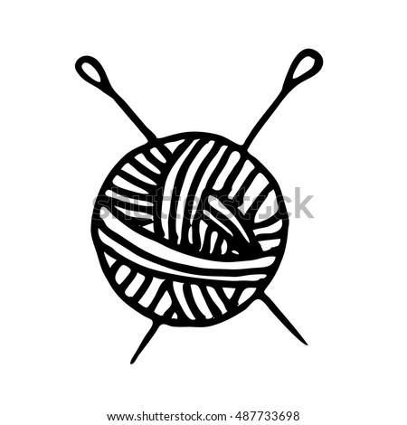Yarn Ball Needles Isolated On White Stock Vector 88297027 - Shutterstock