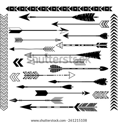 Set Cute Hipster Arrows Hand Drawn Stock Vector 144279484 - Shutterstock