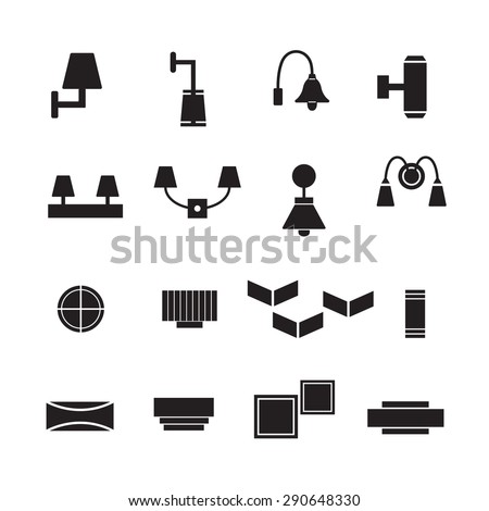 Lamp Vector Wall Decorate Icon Set Lamp Vector Wall Decorate Icon Set