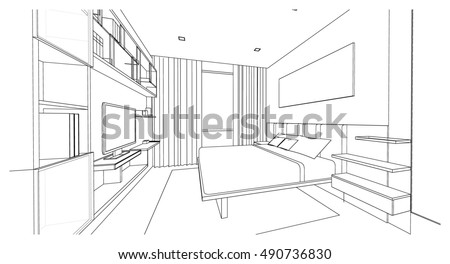 Bedroom Designs Outline interior design modern style bedroom 3d stock illustration Bedroom Designs Outline interior design modern style bedroom 3d stock illustration