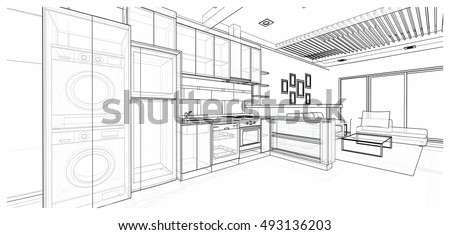 Kitchen Drawing Perspective kitchen sketch stock images, royalty-free images & vectors Kitchen Drawing Perspective kitchen sketch stock images, royalty-free images & vectors