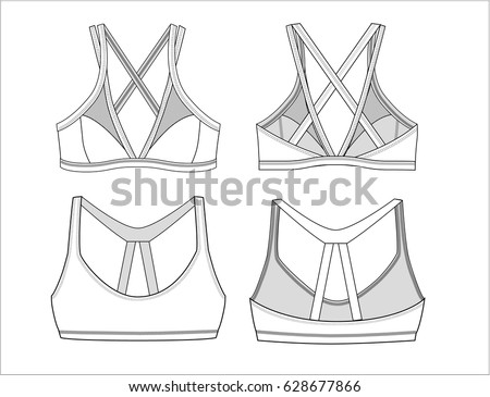 Activewear Bra Technical Fashion Illustration 库存矢量图（免版税） 628677866