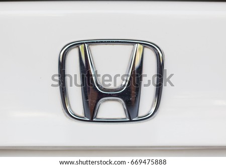 CHIANG MAI, THAILAND - July 1,2017: Logo of Honda car on display at Honda Showroom.