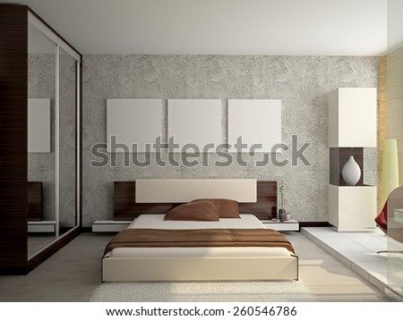 Modern Interior Bedroom Room 3 D Rendering Stock Illustration ... Modern Interior Bedroom Room 3 D Rendering Stock Illustration ...
