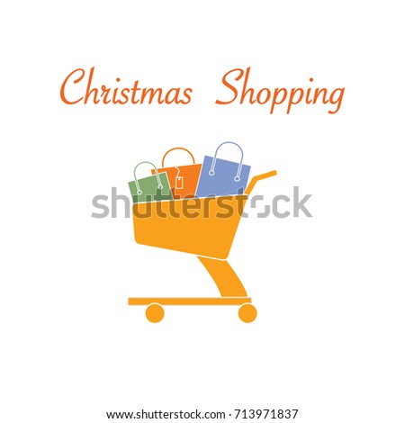 Shopping cart with gift bags. Design for banner, poster or print.