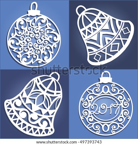 set openwork christmas decorations laser cut stock vector set openwork christmas decorations laser cut stock vector