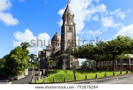 Martinique Island French West Indies The Balata Cathedral Is A Replica Of Parisian Montmartre Sacre Coeur Church Lodged On Cliff Martinique Island French West Indies The Balata Cathedral Is A Replica Of Parisian Montmartre Sacre Coeur Church Lodged On Cliff