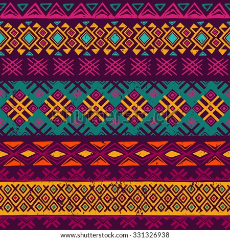 multicolor tribal Navajo seamless pattern. aztec grunge abstract ...