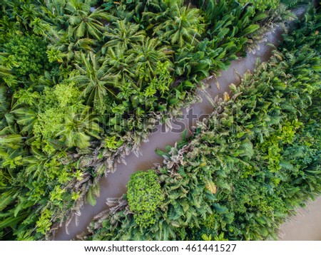 Mekong delta landscape from above