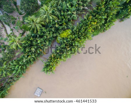 Mekong delta landscape from above