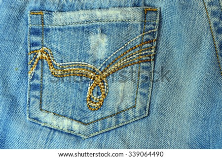 pocket jeans embroidery denim thread brown shutterstock scuffs texture