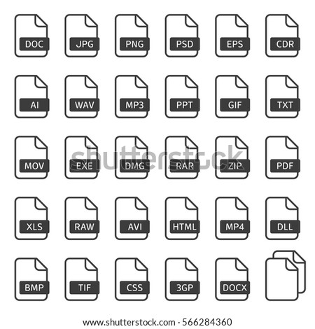 set simple file type flat style stock vector royalty free