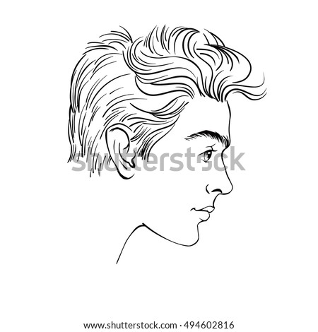 Profile Young Man Hand Drawn Sketch Stock Vector 494602816 