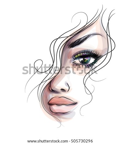 Vector stylish Original Handdrawn Graphics Portrait Stock Vector