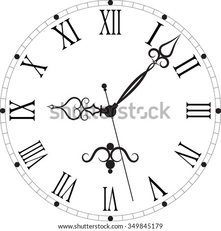 Vintage Clock Face Roman Numerals Stock Vector 349845179 - Shutterstock