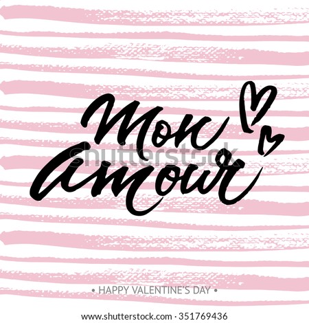 hand painted love card words mon stock vector 351769436 shutterstock mon words