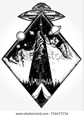 ufo tattoo art tshirt design mystical stock vector 726673756 ufo tattoo art tshirt design mystical stock vector 726673756